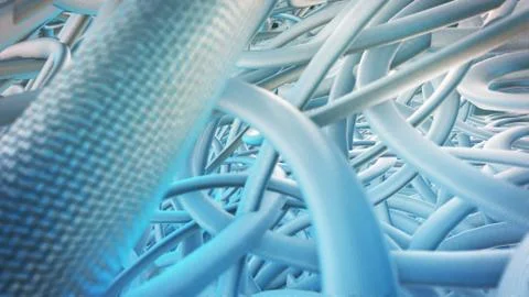 Abstract CGI motion graphics with blue cable Stock Illustration
