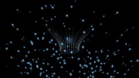Abstract CGI video of energy flow with glowing blue particles rising from c.. 库存影片 345897183