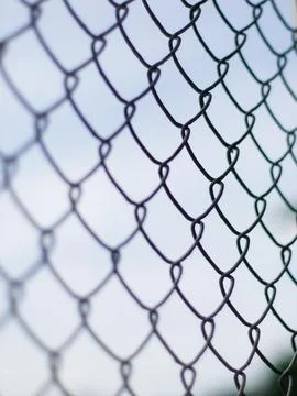 Abstract Chain Link Fence Pattern with Selective Focus - Minimalist Wire Me.. Stock Photos