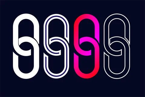 Abstract chain link logo design with gradient neon style and outline variatio イラスト素材