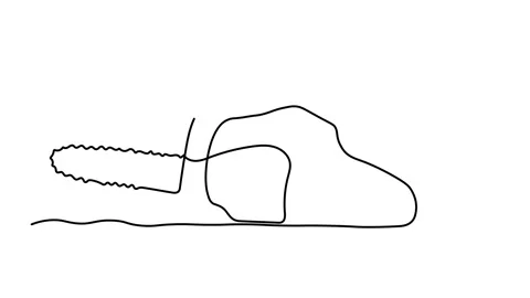 Abstract Chainsaw, saw, Self drawing animation one continuous line draw, logo 스톡 동영상 300938423