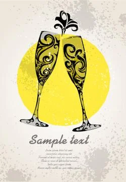 Abstract champagne glasses Stock Illustration