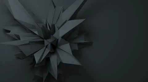 Abstract chaos shape on black background. Information organization. Tech idea Stock Photos