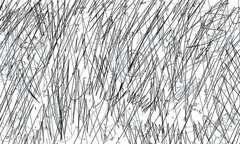 Abstract Chaotic Black Lines and Circular Patterns, Vector Sketches Stock Illustration