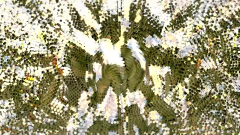 Abstract Chaotic Movement of Small Particles. Symmetrical Mosaic. 4K Stock Footage 292912375