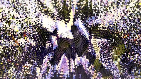 Abstract Chaotic Movement of Small Particles. Symmetrical Mosaic 02. 4K Stock Footage 292912717