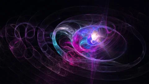 Abstract chaotic neon pattern on a dark background Stock Illustration