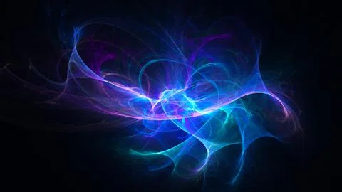 Abstract chaotic neon pattern on a dark background Stock Illustration