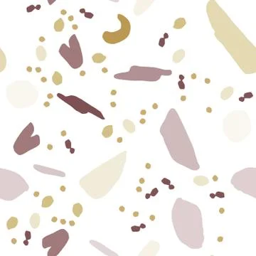 Abstract chaotic shapes and elements seamless pattern. Illustrazione stock