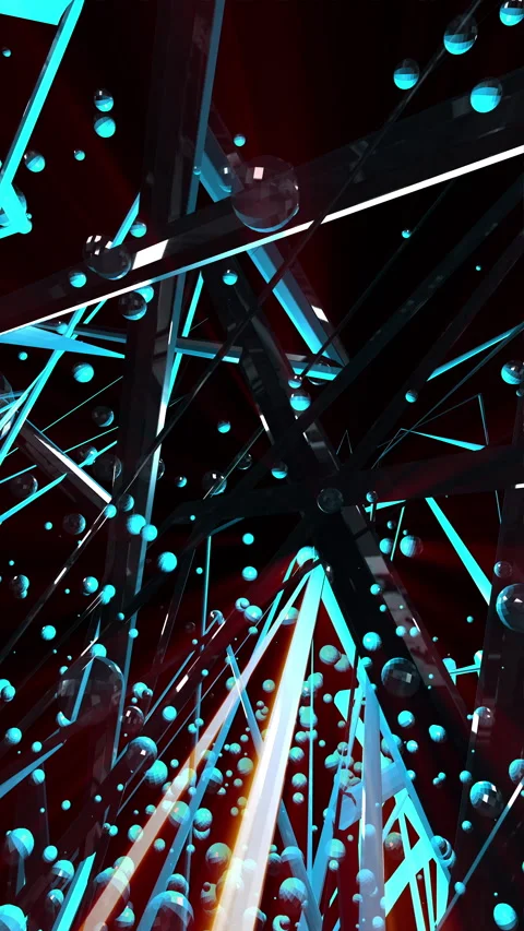 Abstract chaotic structure with flying spheres animation Stock Footage 336240893