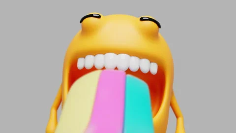 Abstract character burping a rainbow. Allegory ha a child's mood. Stock Footage 240341714