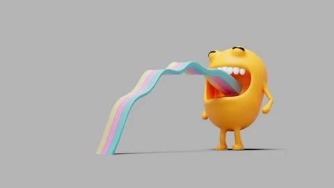 Abstract character burping a rainbow. Allegory ha a child's mood. Stock Footage 240341780