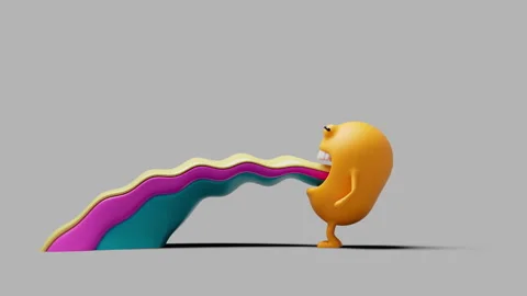 Abstract character burping a rainbow. Allegory ha a child's mood. Stock Footage 240341802