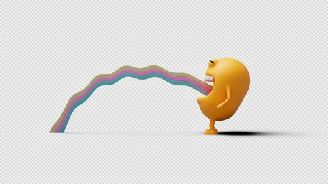 Abstract character burping a rainbow. Allegory ha a child's mood. video has a 스톡 동영상 240342141