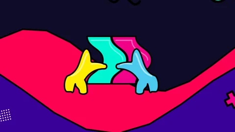Abstract Characters Pushing Puzzle Shapes In Retro Colorful Animation 스톡 동영상 341755370