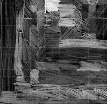 Abstract Charcoal Drawing with Textured Graphite Shading and Geometric Grid.. Stock Illustration