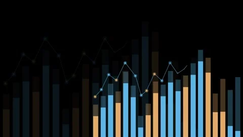 Abstract chart with bar graph and line graph showing business data trend an.. Stock-Footage 337266584