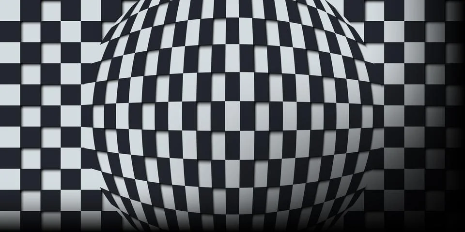 Abstract checkerboard background with sphere distortion and soft shadows. Vector Stock Illustration