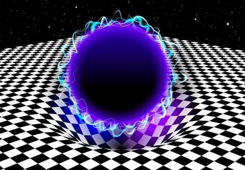 Abstract checkered board background with blue electric ball and gravity effect イラスト素材