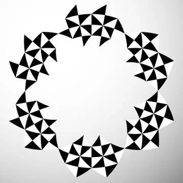 Abstract checkered circular element with edgy, marble like pattern Illustrazione stock