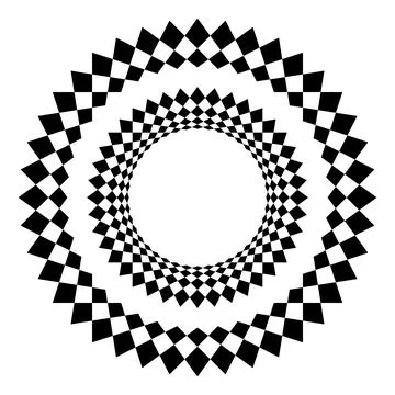Abstract Checkered Circular Geometric Pattern on White Background Stock Illustration