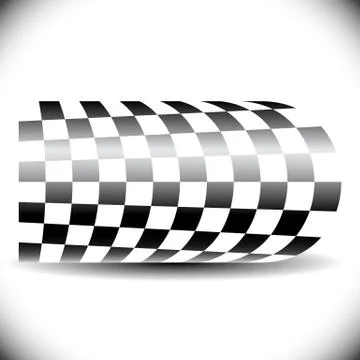 Abstract checkered flag on white with shadow. Stock Illustration