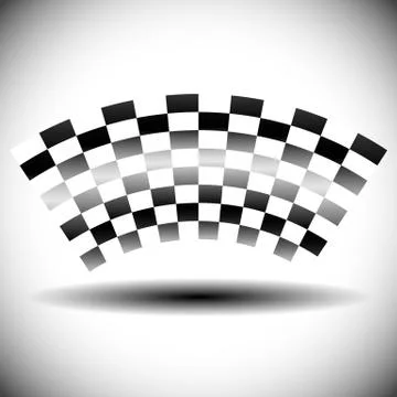 Abstract checkered flag on white with shadow. Stock Illustration