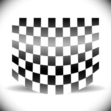 Abstract checkered flag on white with shadow. Stock Illustration