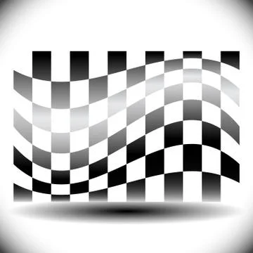 Abstract checkered flag on white with shadow. Stock Illustration