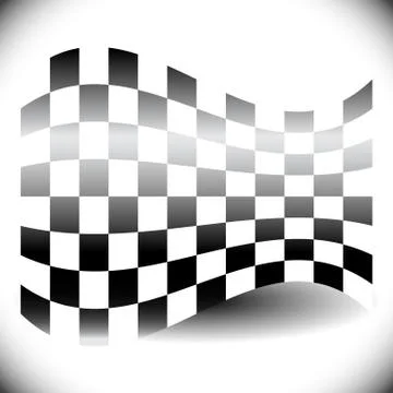 Abstract checkered flag on white with shadow. Stock Illustration