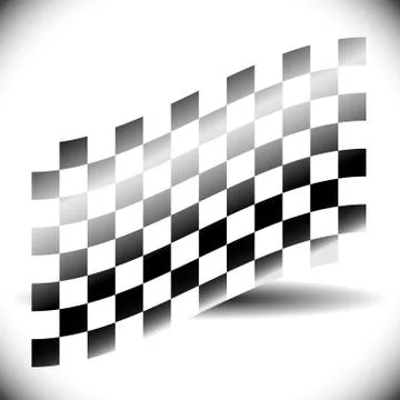 Abstract checkered flag on white with shadow. Stock Illustration