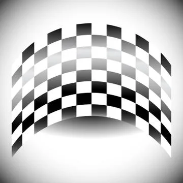 Abstract checkered flag on white with shadow. Stock Illustration