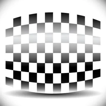 Abstract checkered flag on white with shadow. Stock Illustration