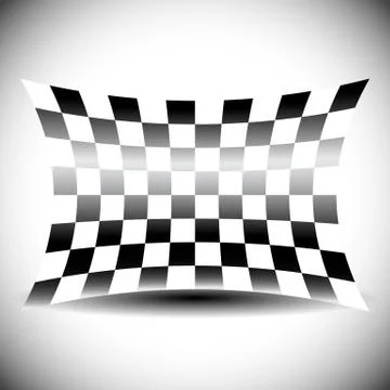 Abstract checkered flag on white with shadow. Stock Illustration