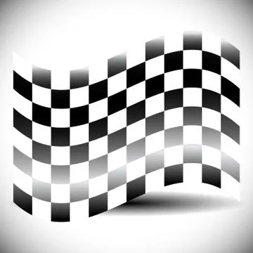 Abstract checkered flag on white with shadow. Stock Illustration
