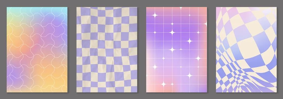 Abstract checkered illusion patterns set Stock Illustration