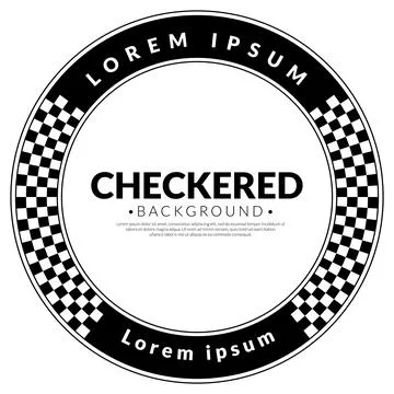 Abstract checkered round frame. Race flag logo. Racing concept. Chess patte.. Stock Illustration