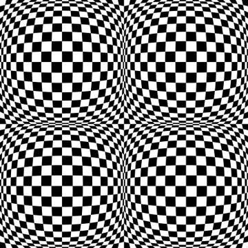 Abstract checkered seamless pattern with 3d salient, protuberant distortion.  Stock Illustration
