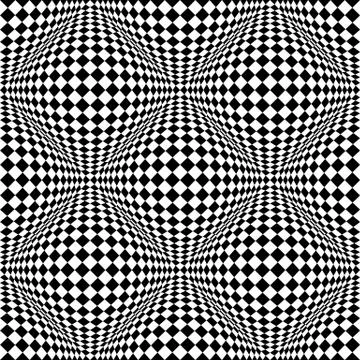 Abstract checkered seamless pattern with 3d salient, protuberant distortion.  Stock Illustration