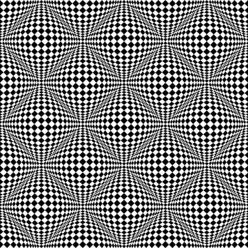 Abstract checkered seamless pattern with 3d salient, protuberant distortion.  Stock Illustration