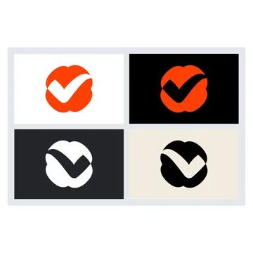 Abstract Checkmark Logo Icon Design Set Stock Illustration