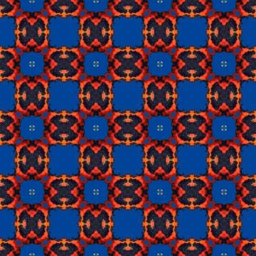 Abstract checky orange blue texture made seamless Stock Illustration