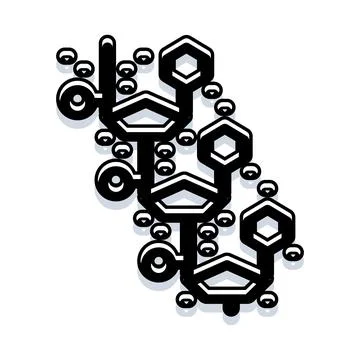 Abstract chemical structure chain connecting geometric shapes Illustrazione stock