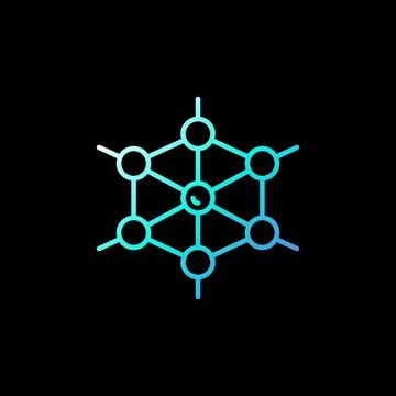 Abstract Chemistry Molecule vector Science concept thin line blue icon Stock Illustration