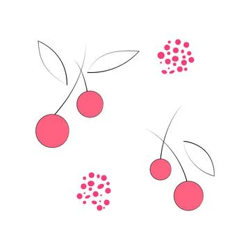 Abstract cherry drawing. For the cover, invitation, banner, brochure, poster. Stock Illustration