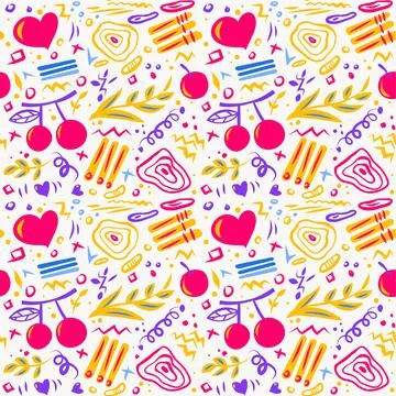 Abstract Cherry Seamless Colorful Pattern Stock Illustration
