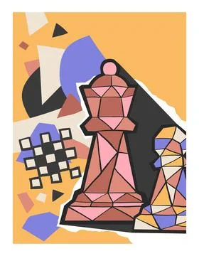Abstract chess template with pieces Stock Illustration