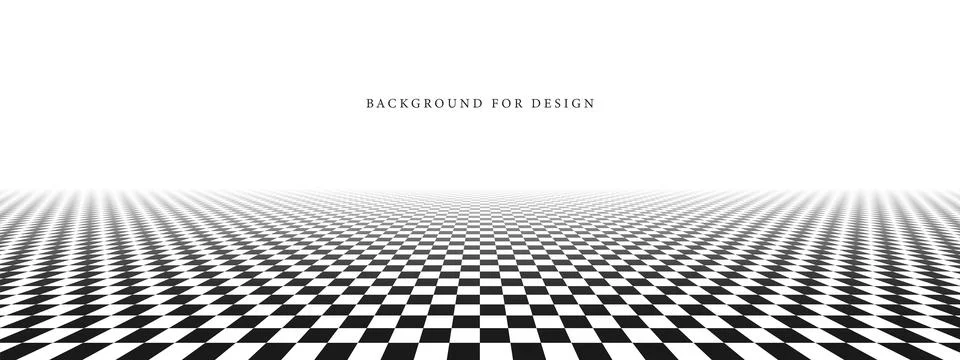 Abstract chess tile floor background with perspective. Black and white square 스톡 일러스트