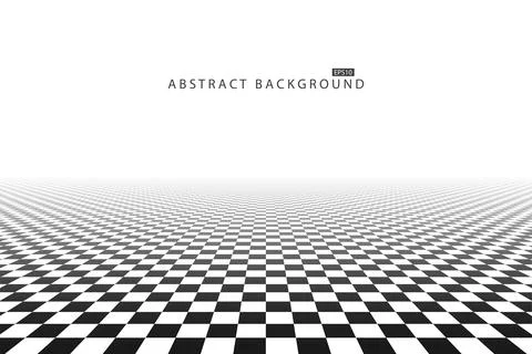 Abstract chess tile floor background with perspective. Black and white square イラスト素材