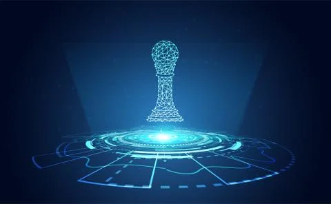 Abstract chess wireframe with circle technology on copy space futuristic hi t Illustrazione stock